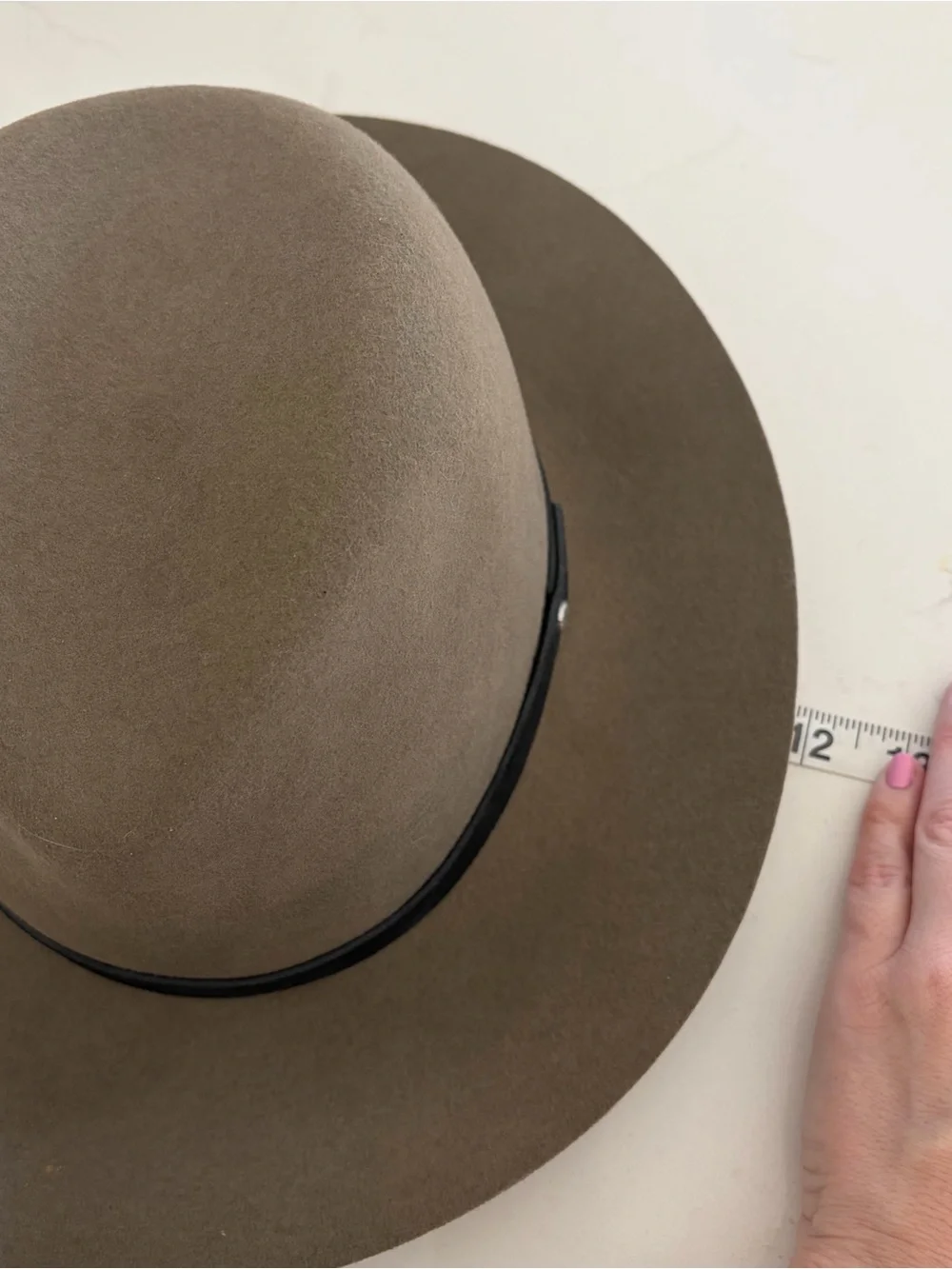 rag & bone Olive Felt Wide-Brim Hat with Black Band